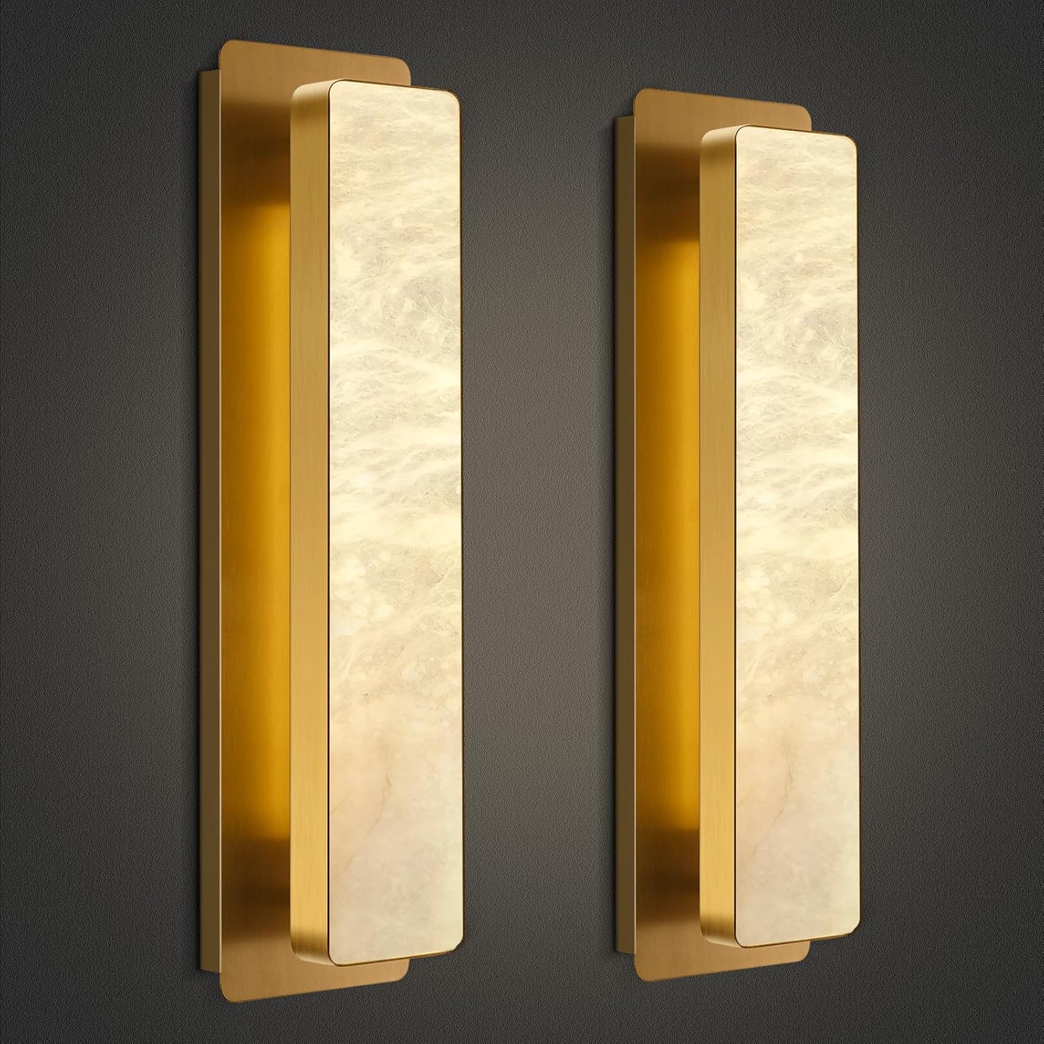Melange Alabaster Rectangle Wall Sconces 20" - Image 7