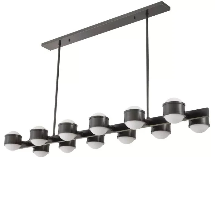 Aldo Modern Chandelier - (Bronze Highlight Finish | White Glass) - Image 2