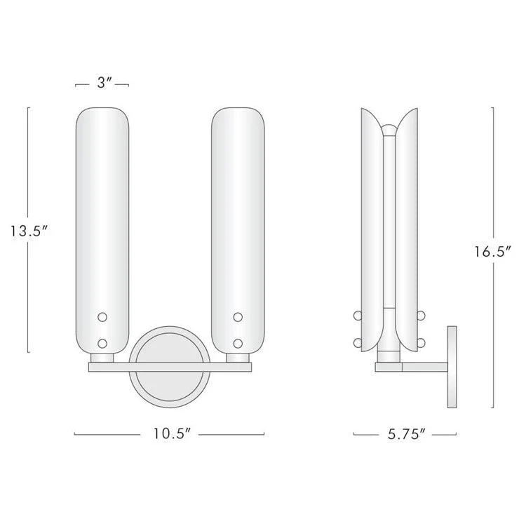 Ale White Shade 2-Head Wall Sconce 16"H - Image 10