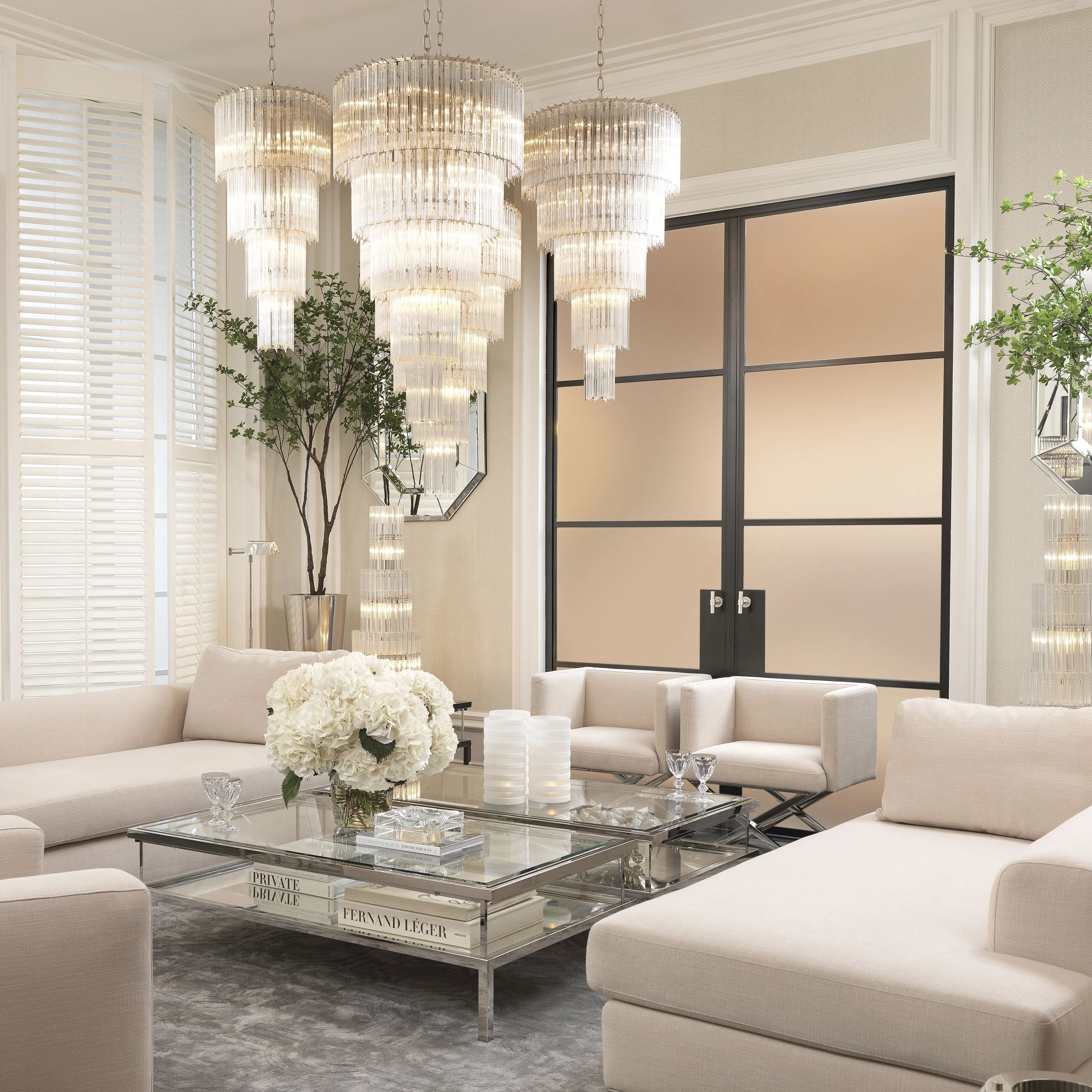 Alpina Modern Glass Chandelier - [Nickel] - Image 4