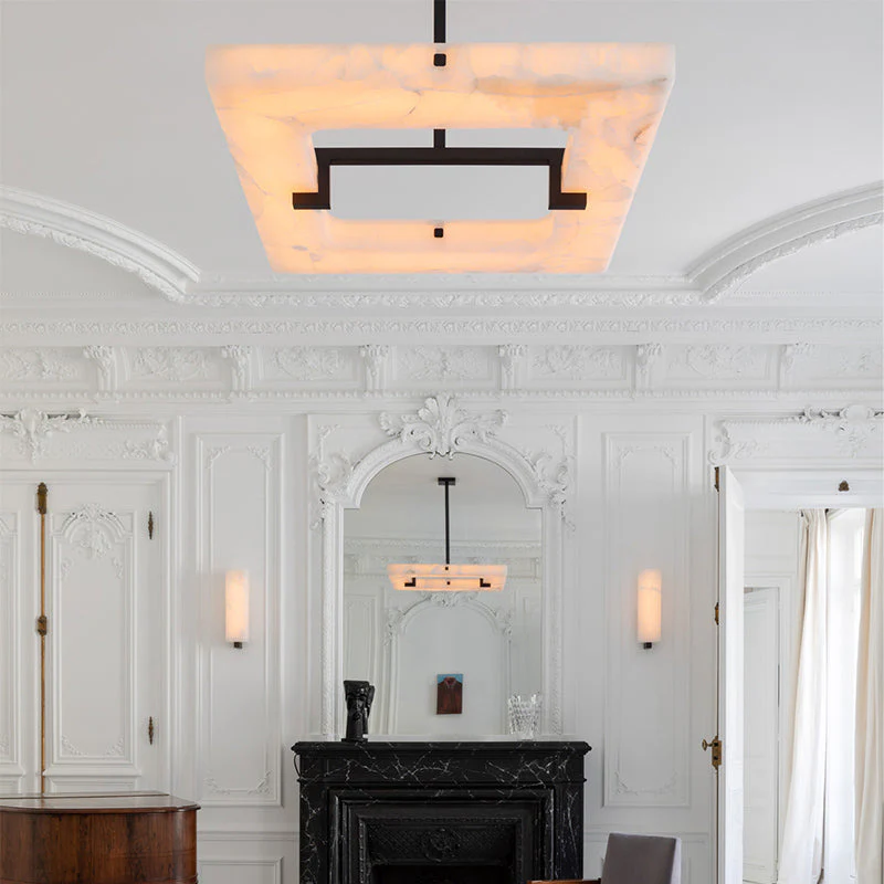 Eva Square Alabaster Living Room Chandelier - Image 3