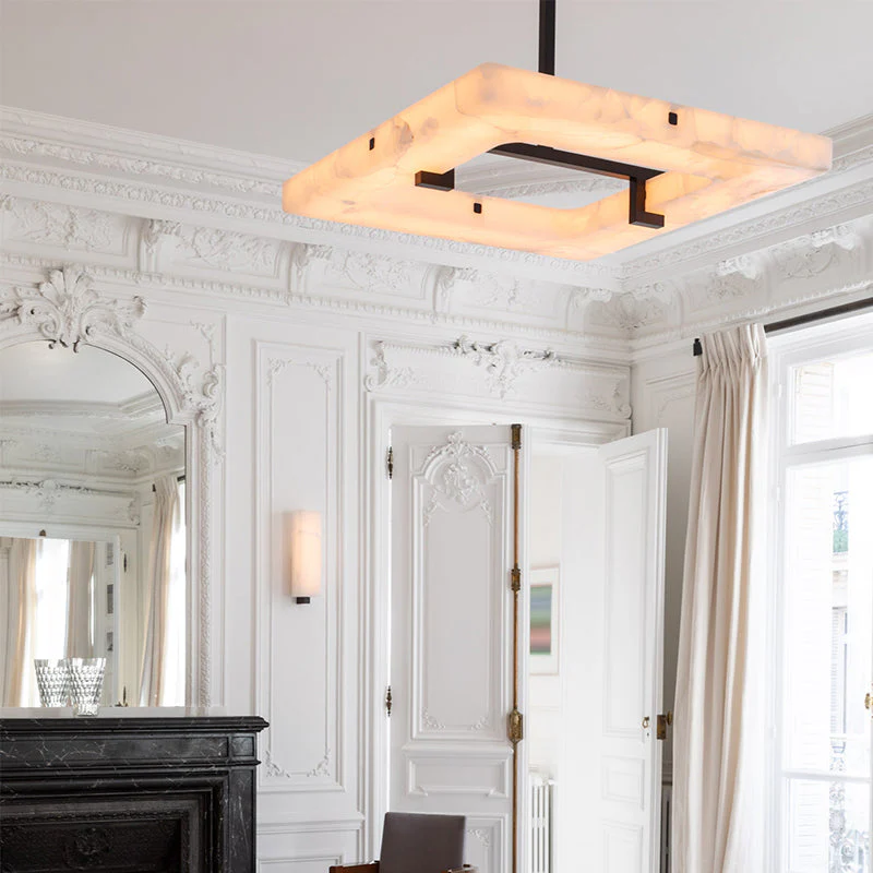Eva Square Alabaster Living Room Chandelier - Image 6