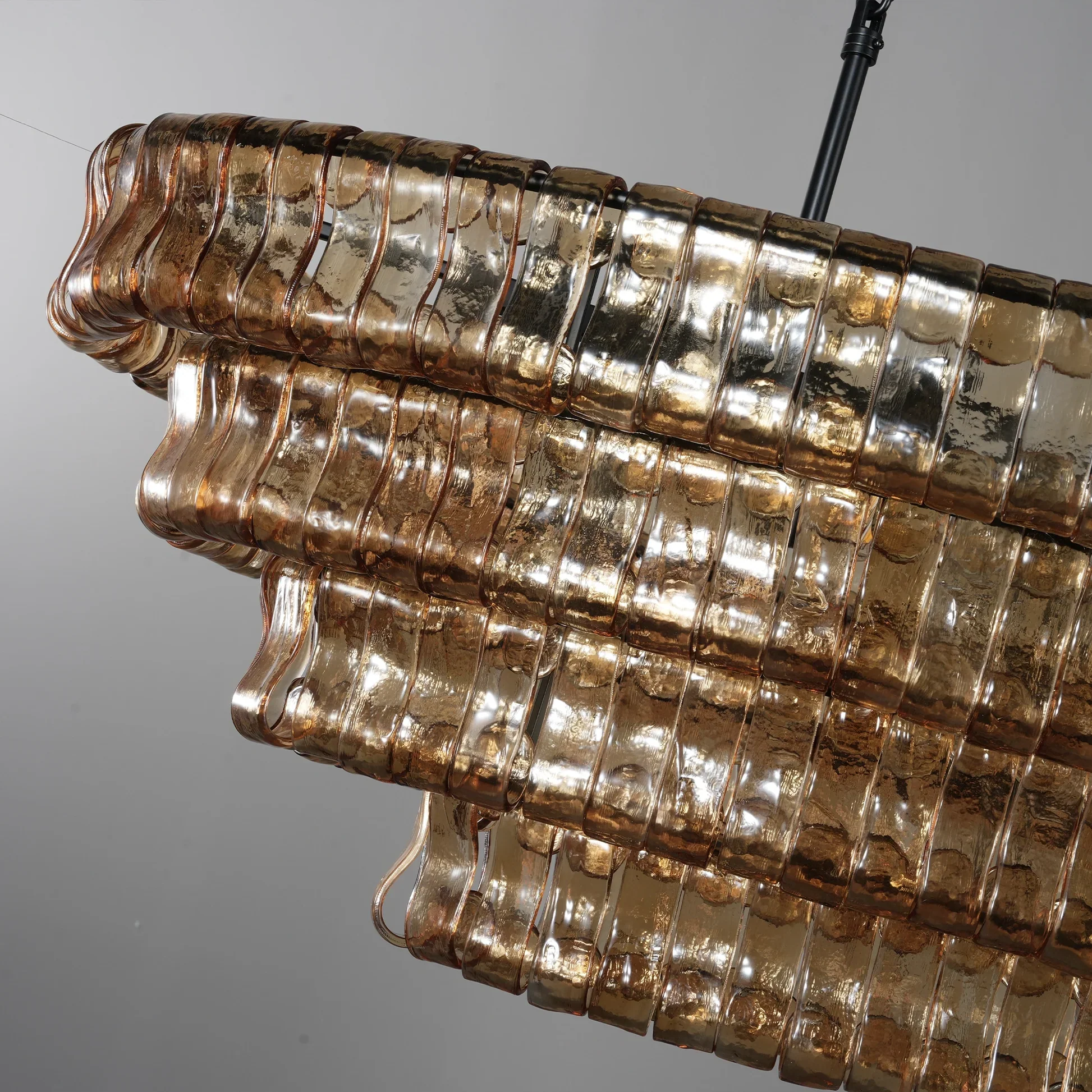 Amor 5-Tier Ghiaccio Glass Pendant Round Chandelier 48" - Image 14