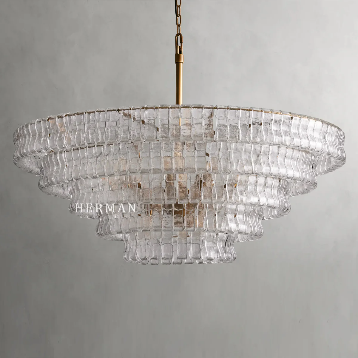 Amor 5-Tier Ghiaccio Glass Pendant Round Chandelier 48" - Image 18
