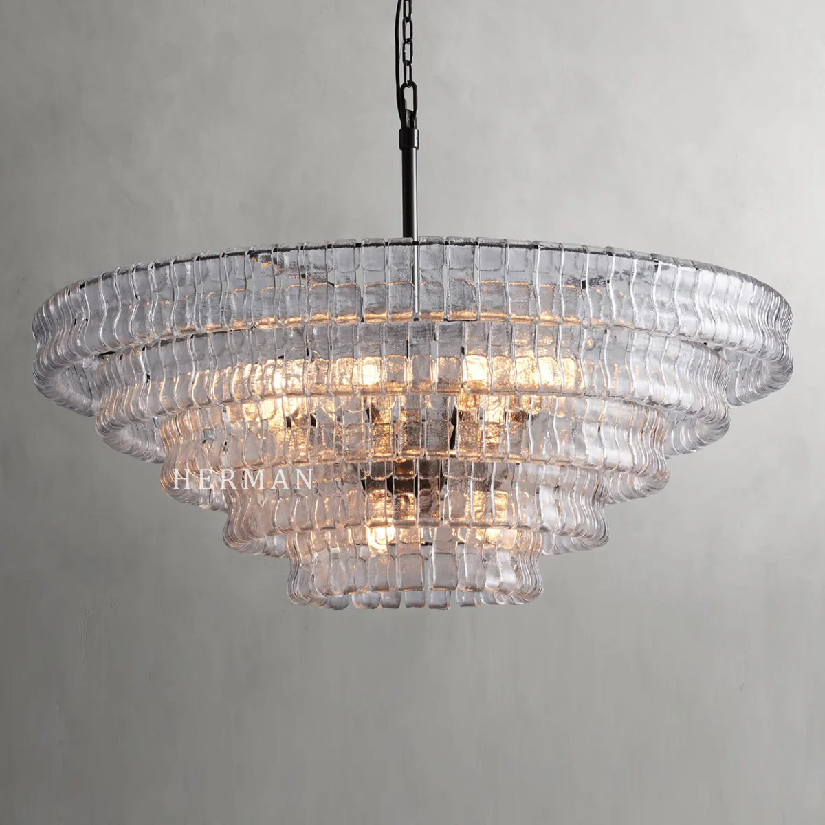 Amor 5-Tier Ghiaccio Glass Pendant Round Chandelier 48" - Image 22