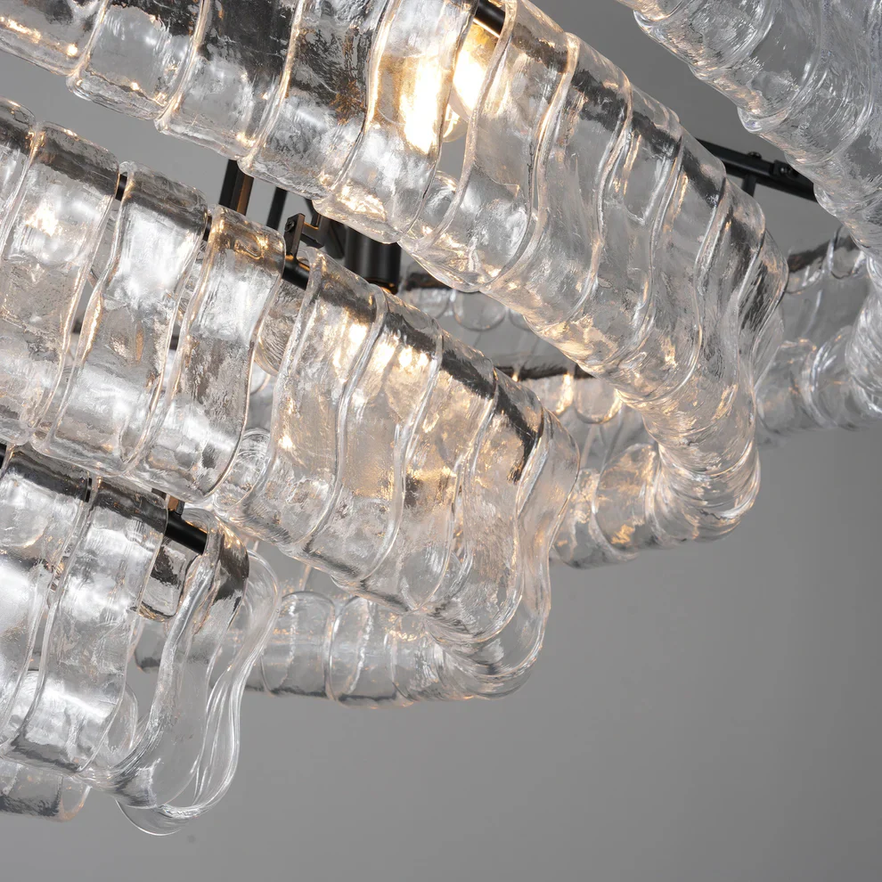 Amor 5-Tier Ghiaccio Glass Pendant Round Chandelier 48" - Image 23