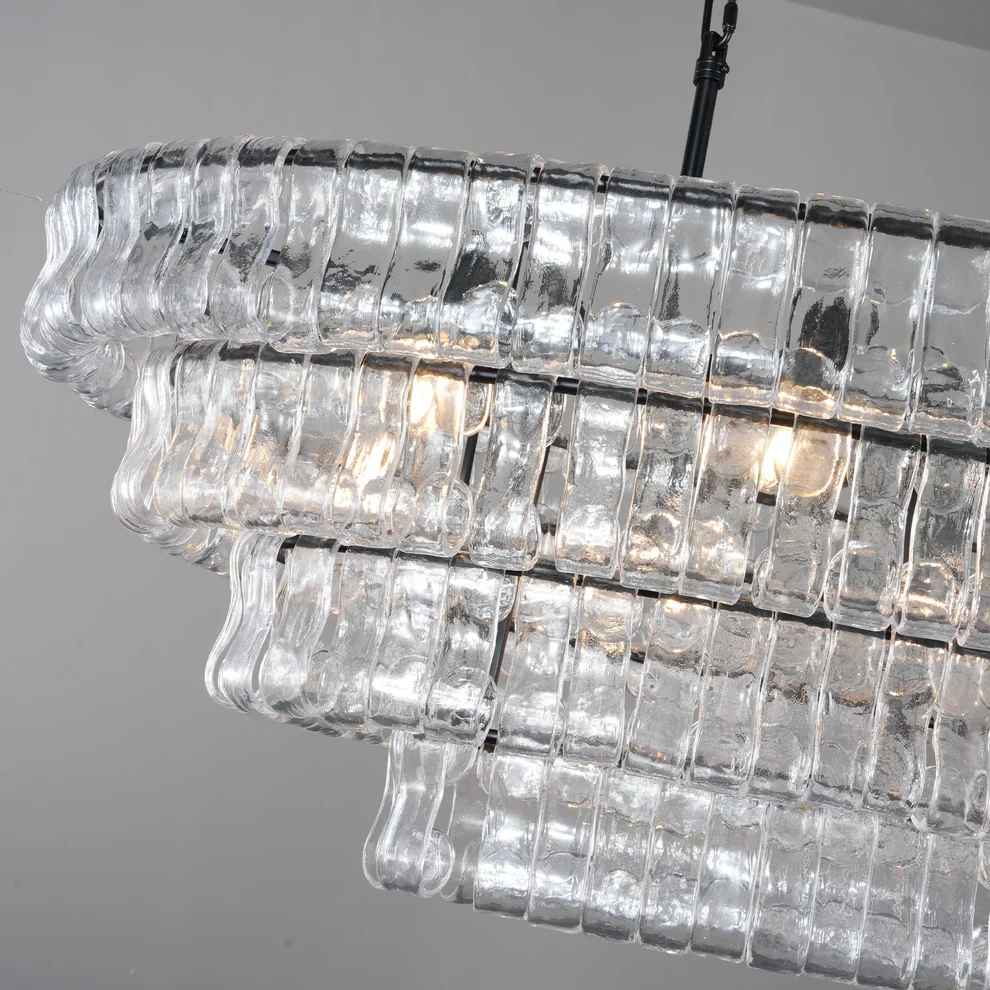 Amor 5-Tier Ghiaccio Glass Pendant Round Chandelier 48" - Image 26