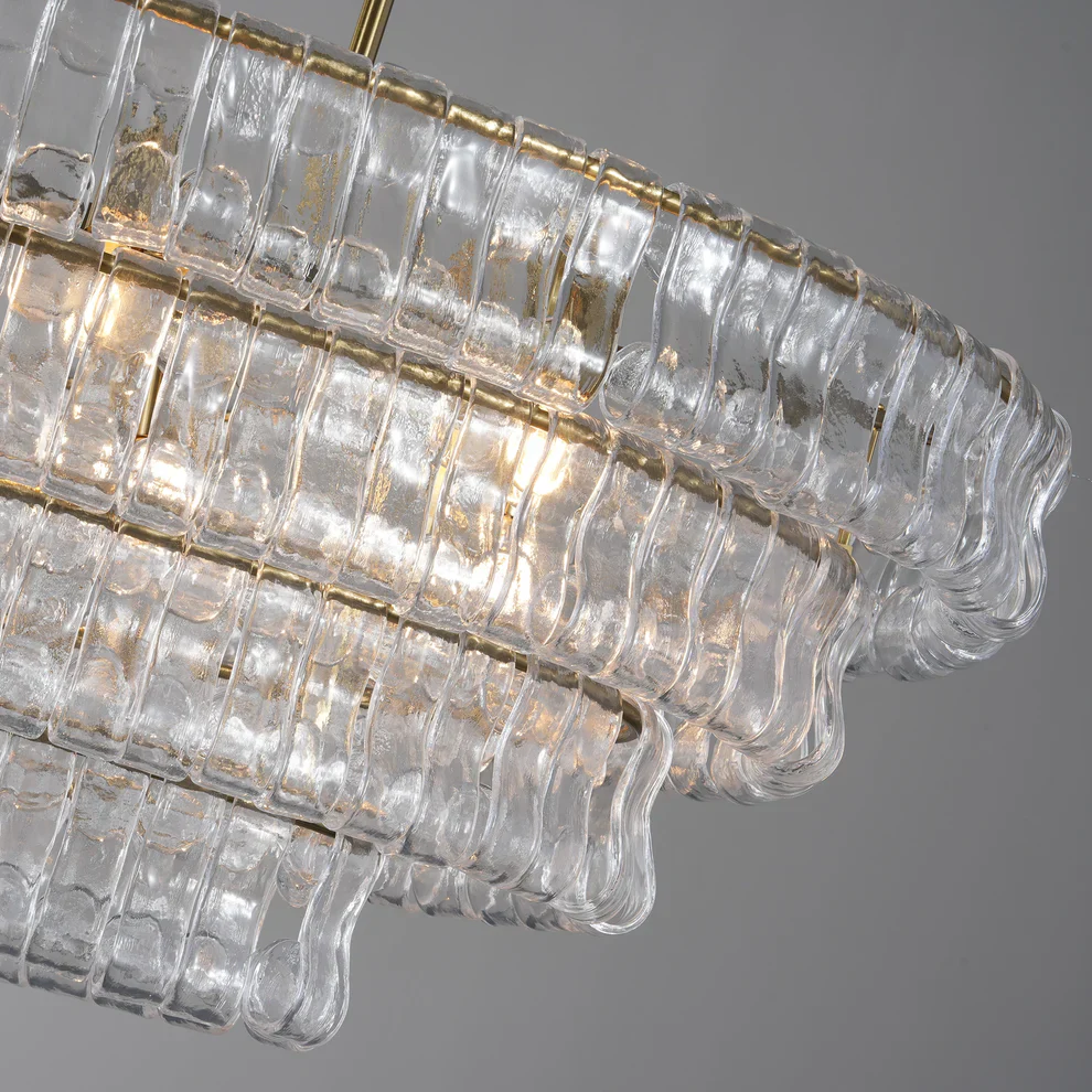 Amor 5-Tier Ghiaccio Glass Pendant Round Chandelier 48" - Image 27
