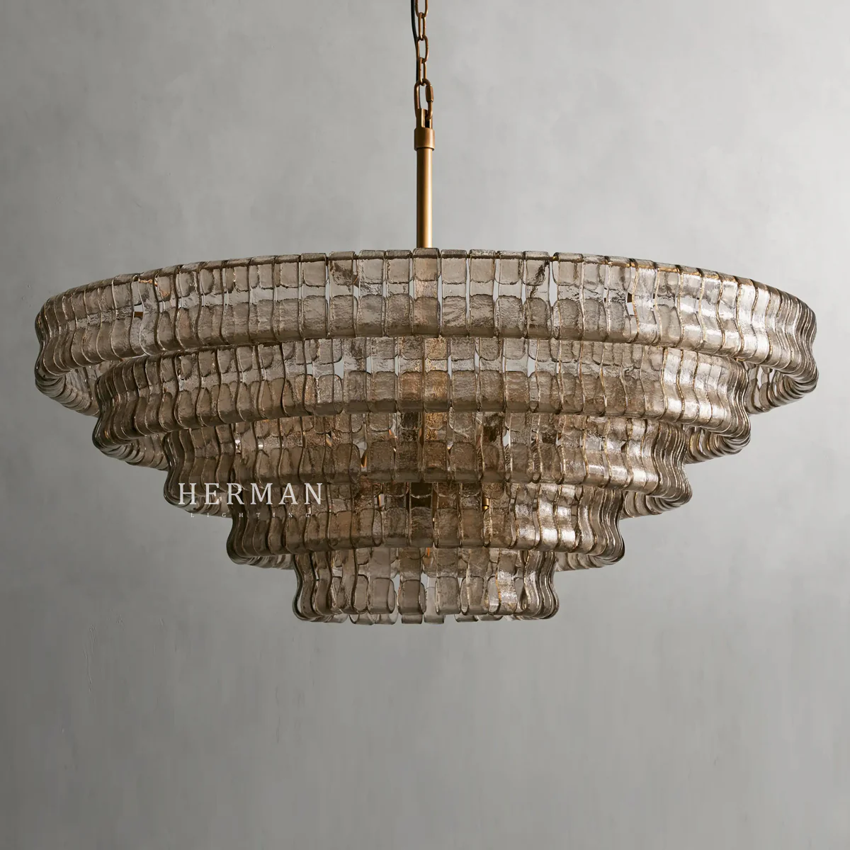 Amor 5-Tier Ghiaccio Glass Pendant Round Chandelier 48" - Image 4