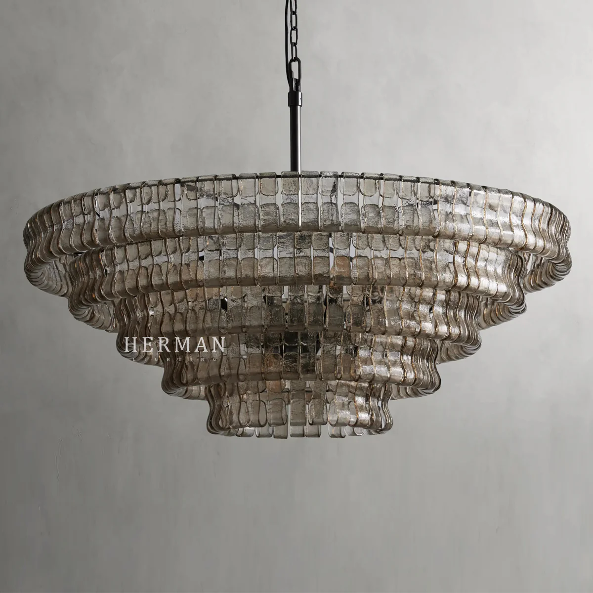 Amor 5-Tier Ghiaccio Glass Pendant Round Chandelier 48" - Image 6