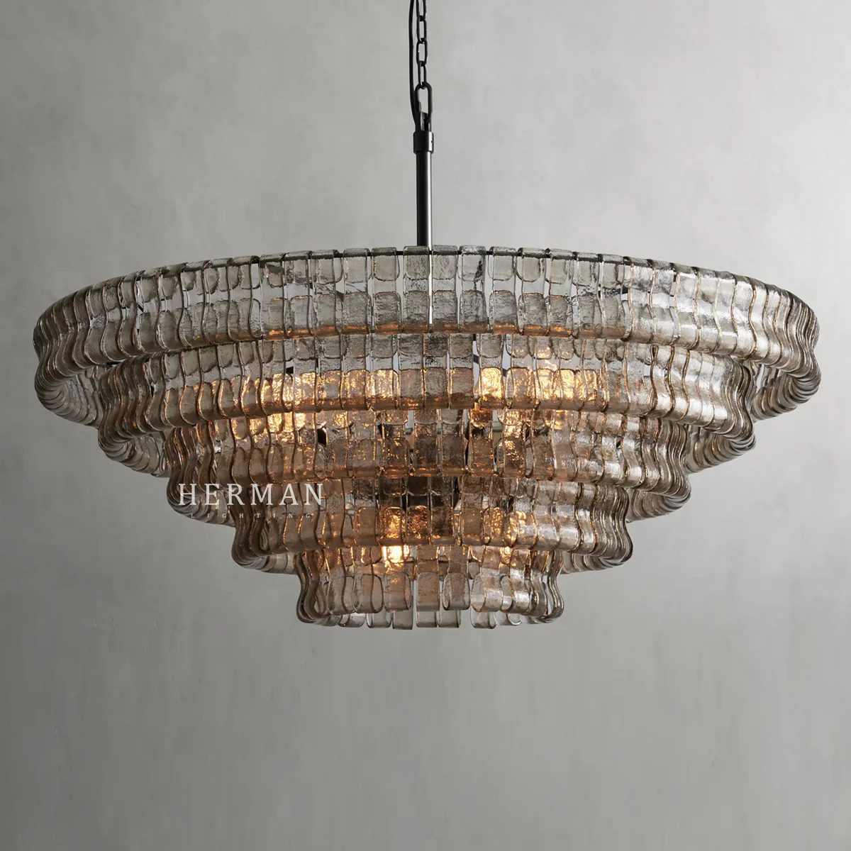 Amor 5-Tier Ghiaccio Glass Pendant Round Chandelier 48" - Image 7