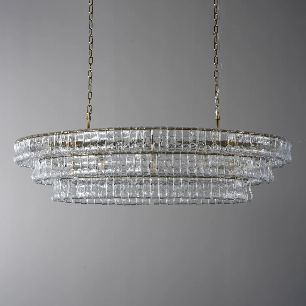 Amor Ghiaccio Glass Oval Chandelier 54"W/65"W - Image 6