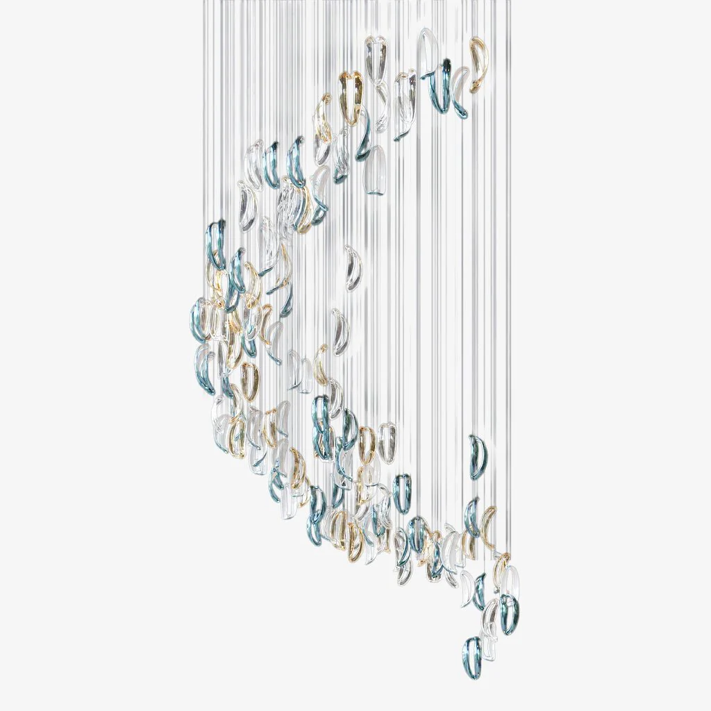 Aqua Ripple Glass Art Customize Chandelier - Image 2