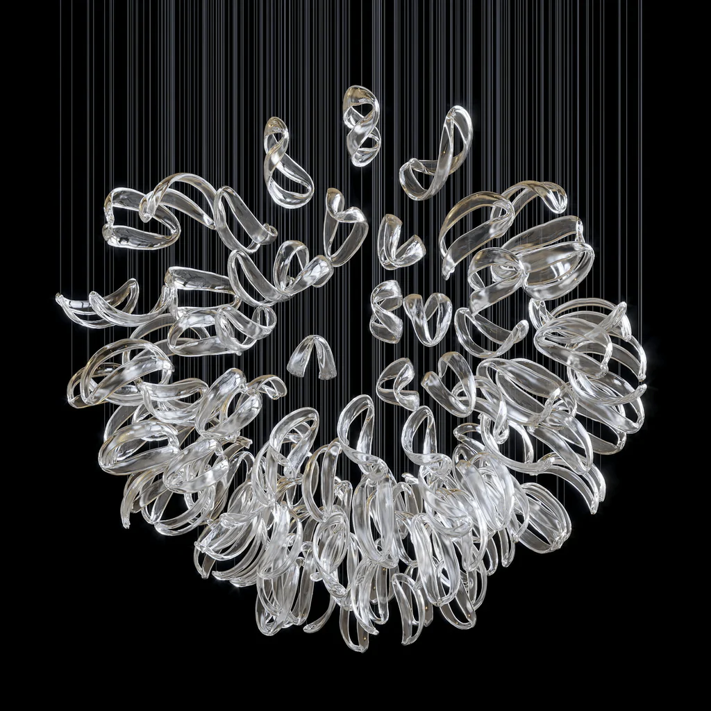 Aqua Ripple Glass Art Customize Chandelier - Image 4