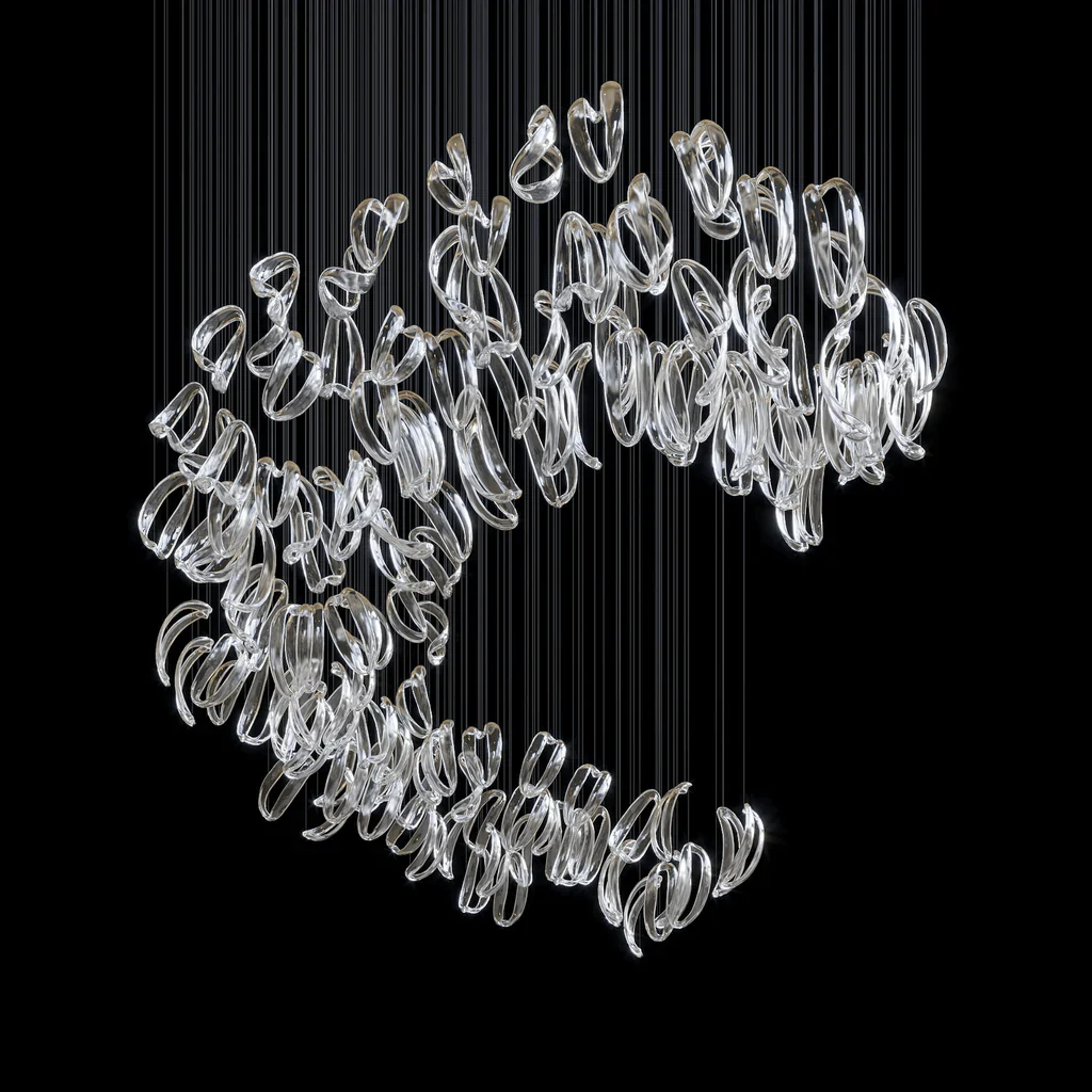 Aqua Ripple Glass Art Customize Chandelier - Image 5