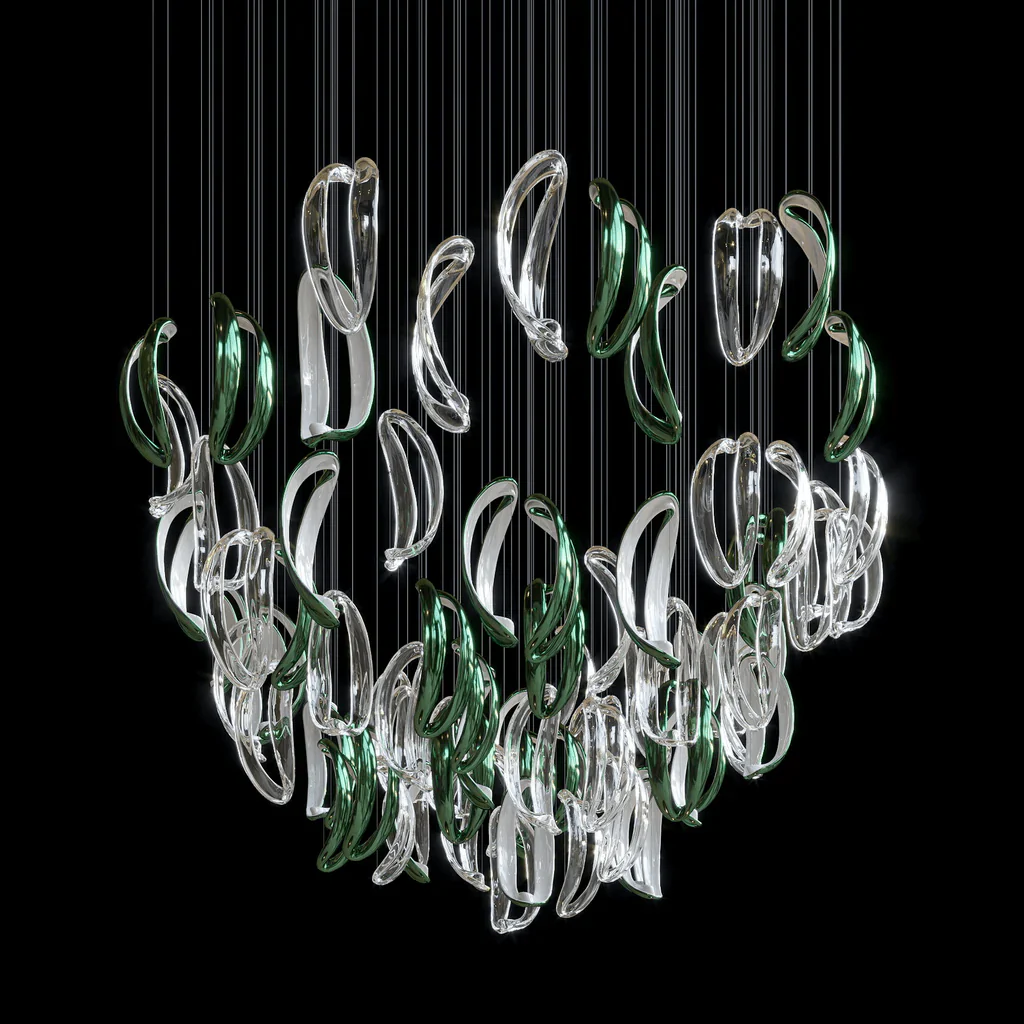 Aqua Ripple Glass Art Customize Chandelier - Image 7