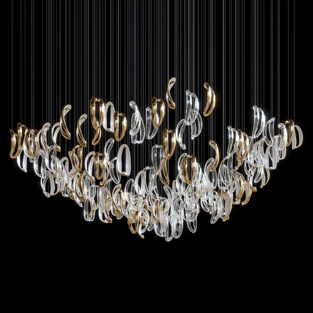 Aqua Ripple Glass Art Customize Chandelier - Image 8