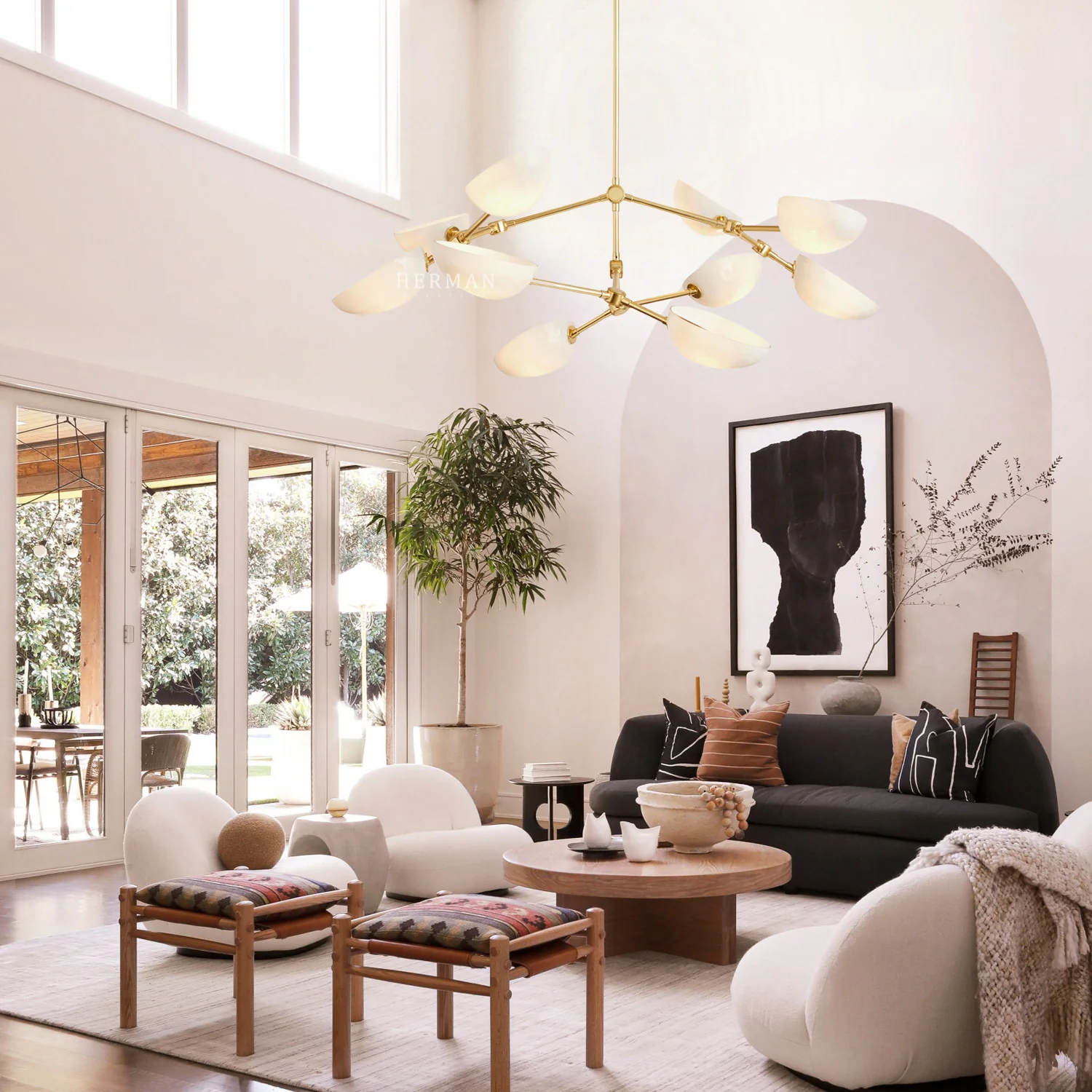Argus glass Double Tier Chandelier 45" Width - Image 3