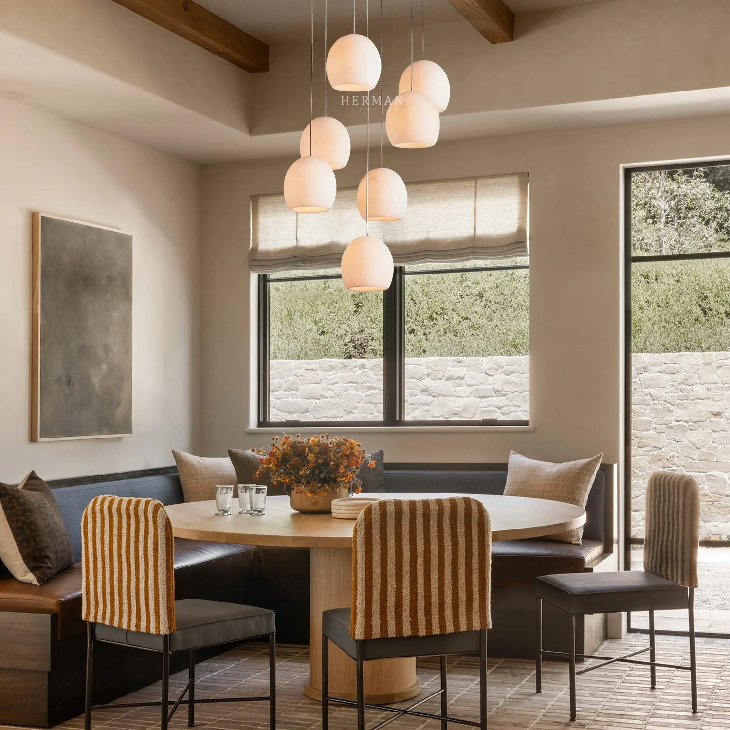 Arica Alabaster Round Chandelier - Image 7