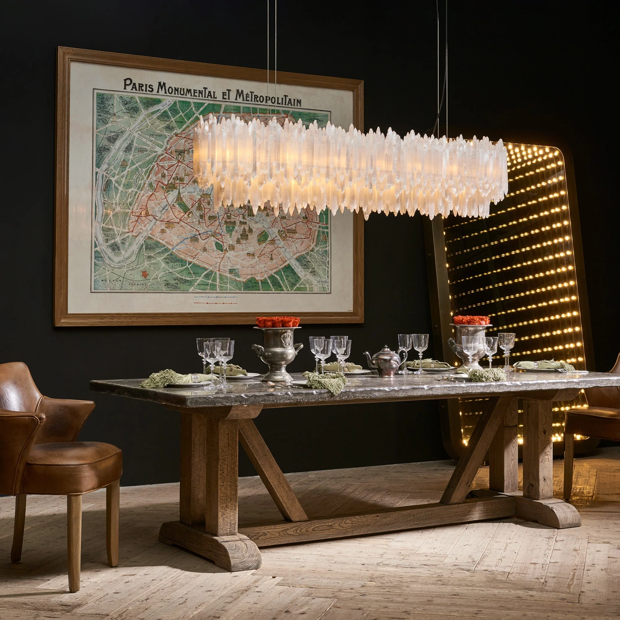 Art Selenite Layer Rectangular Chandelier - Image 11