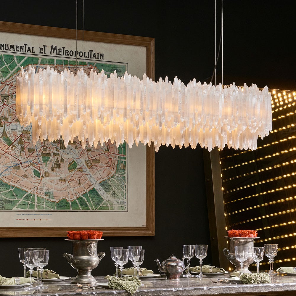 Art Selenite Layer Rectangular Chandelier - Image 6