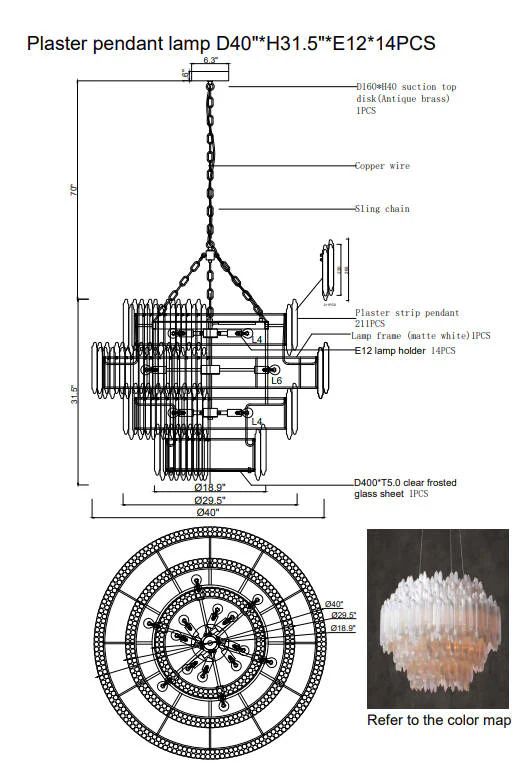 Art Selenite Layer Round Chandelier - Image 10