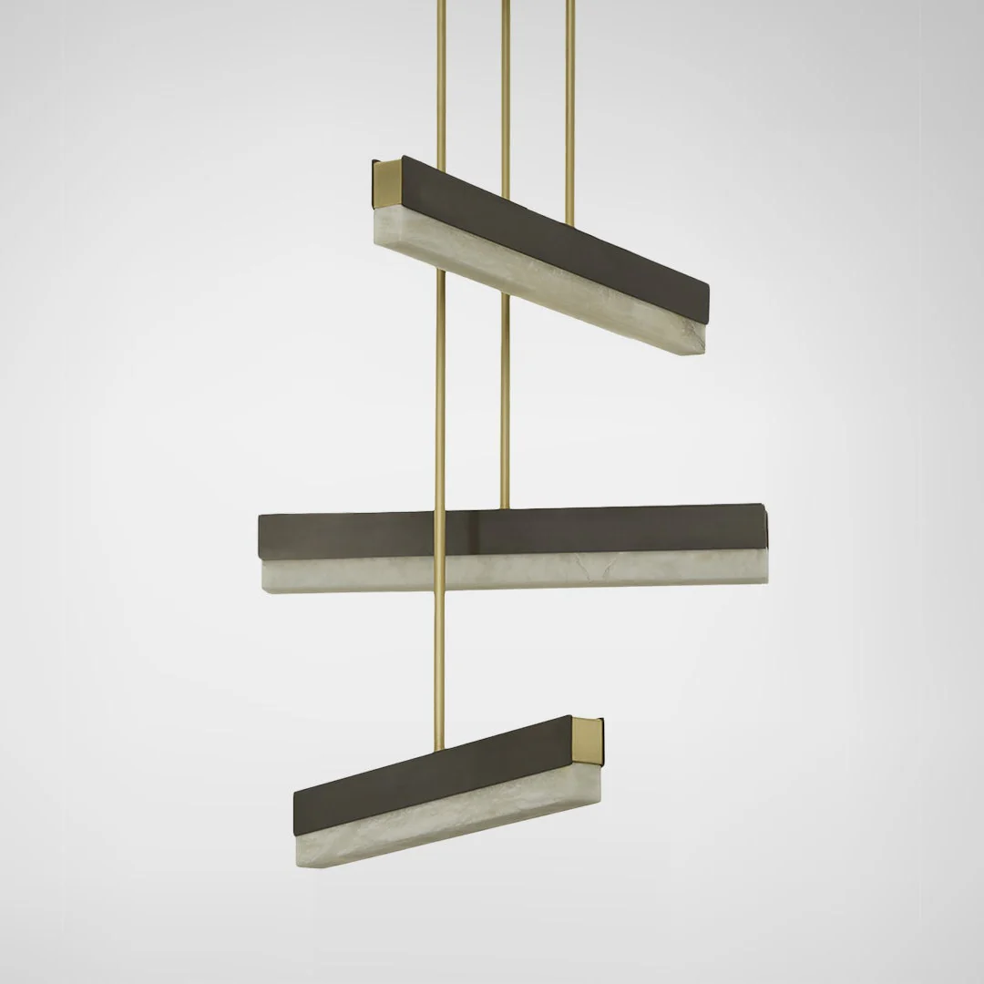 Artes Collective Pendant - Alabaster, Bronze & Satin Brass - Image 2