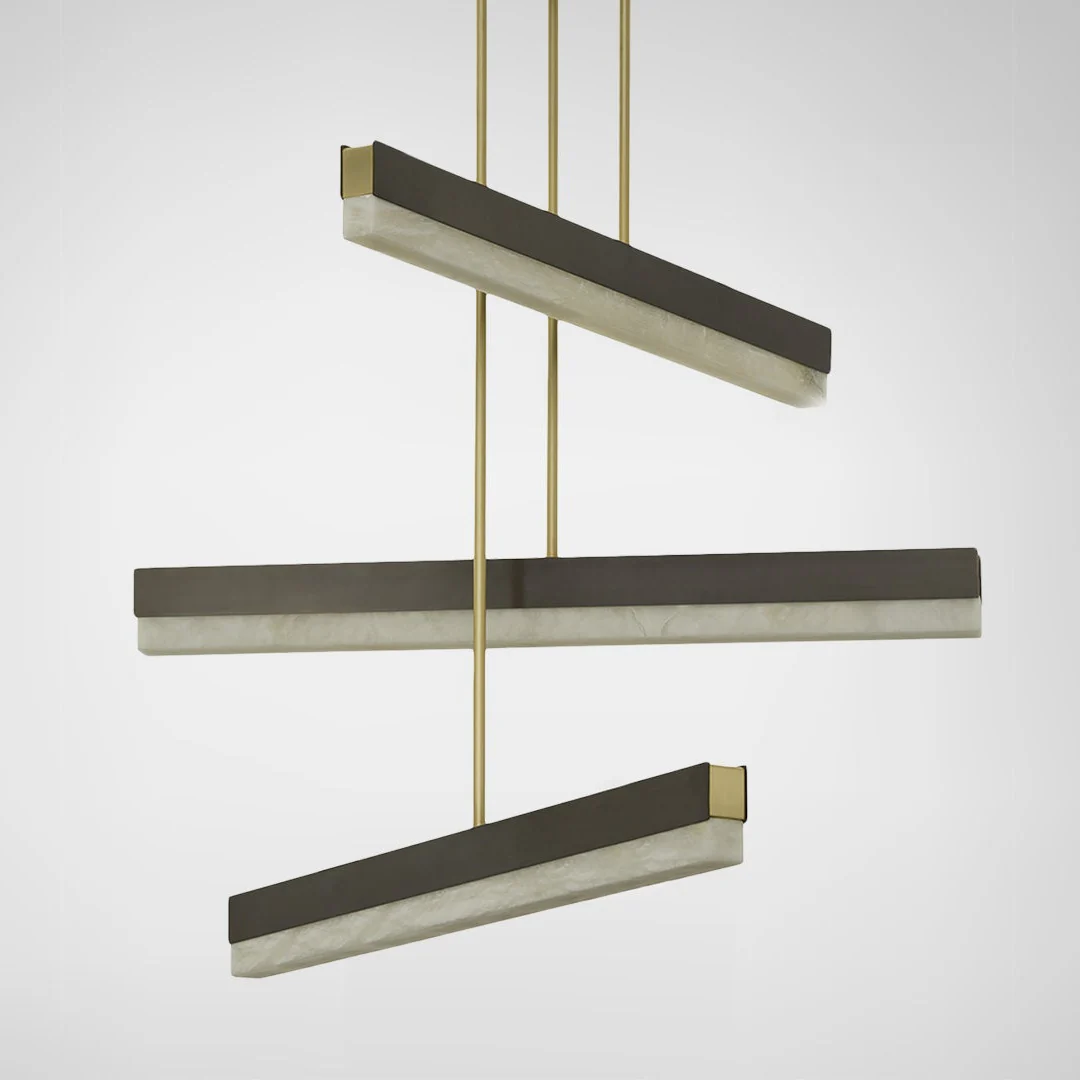 Artes Collective Pendant - Alabaster, Bronze & Satin Brass - Image 4