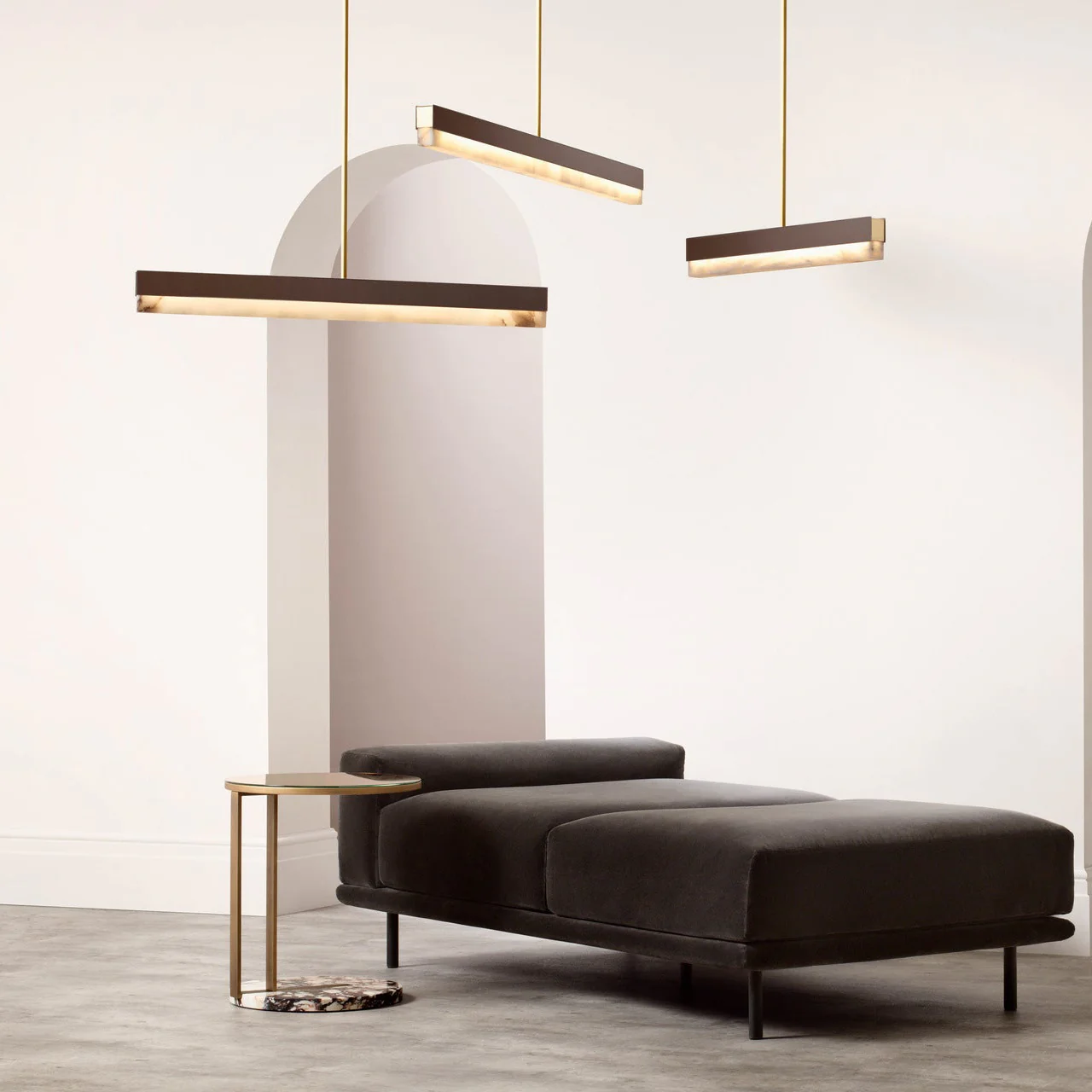 Artes Pendant Light - Alabaster, Bronze & Satin Brass - Image 2