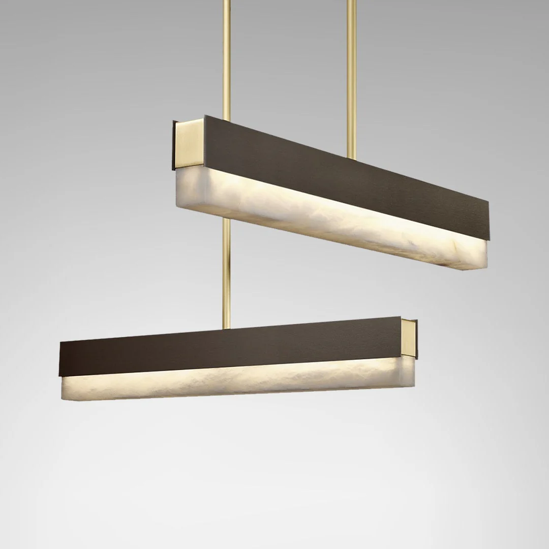 Artes Pendant Light - Alabaster, Bronze & Satin Brass - Image 3