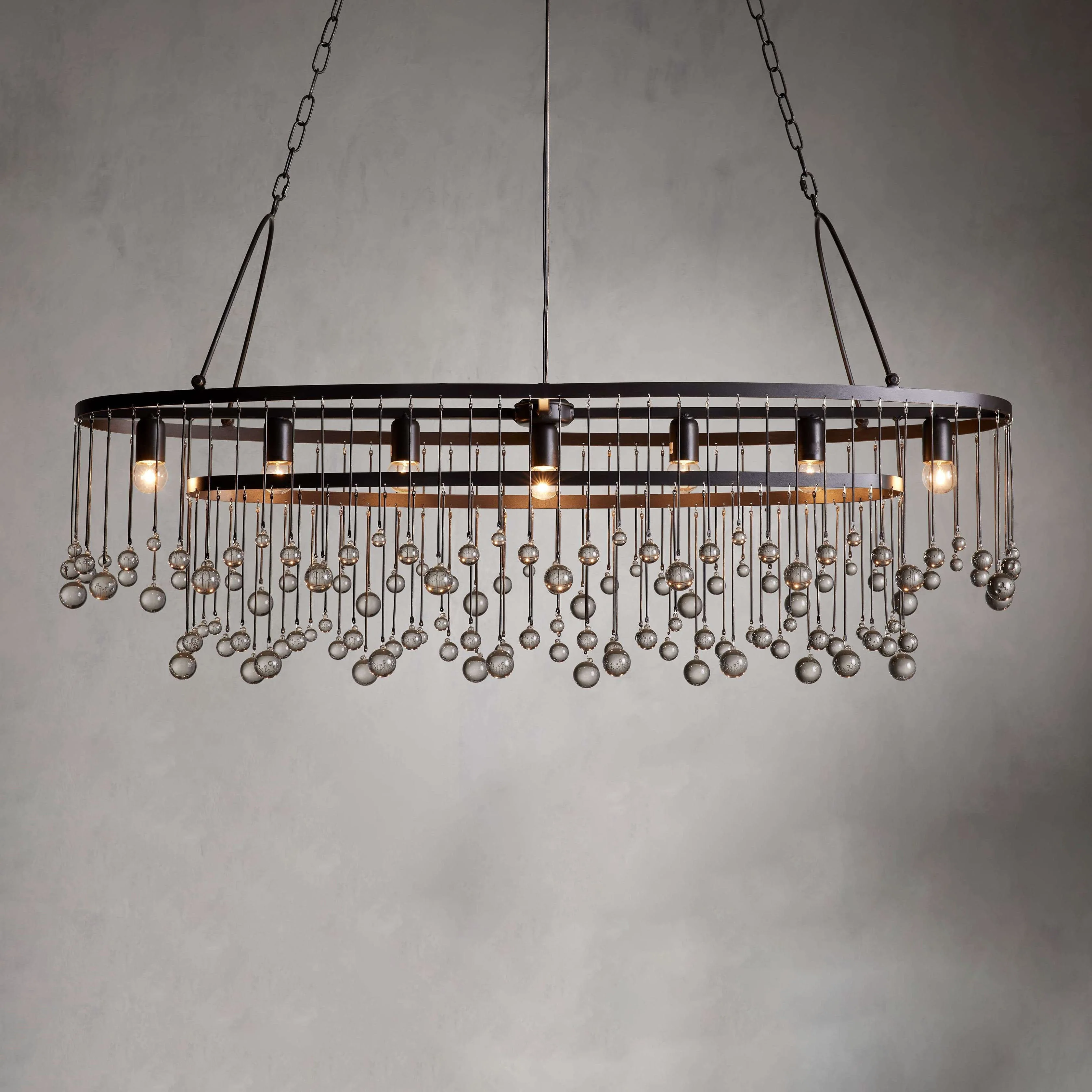 Aubrey Crystal Ball 7 Light Oval Chandelier 52" - Image 3