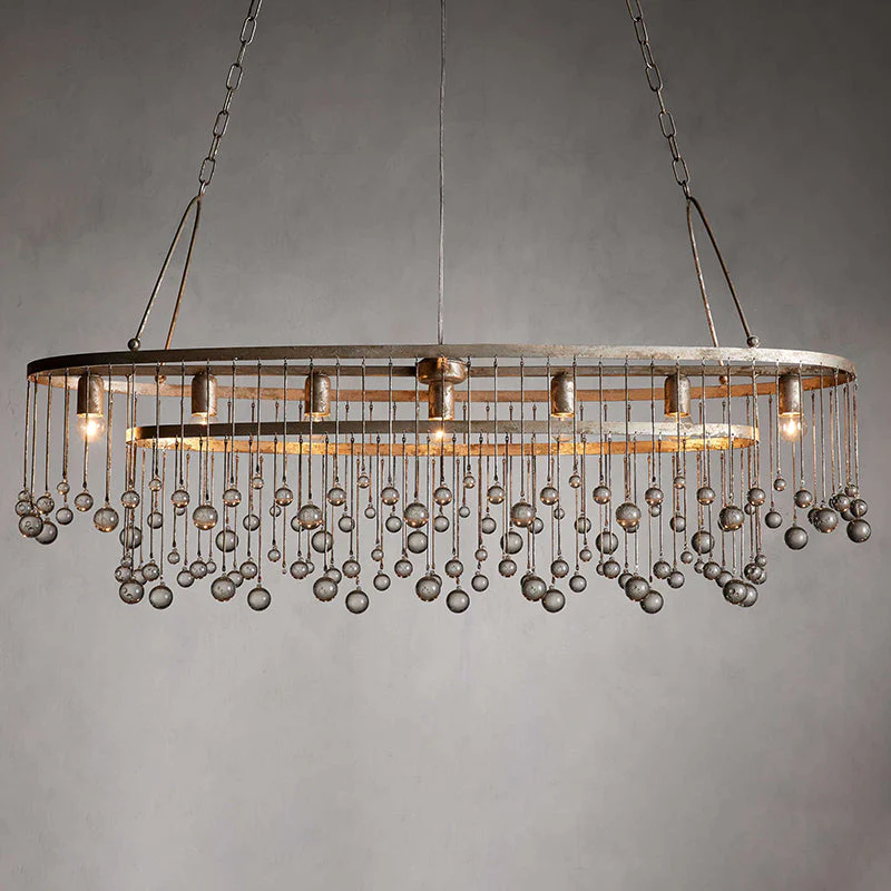 Aubrey Crystal Ball 7 Light Oval Chandelier 52" - Image 4