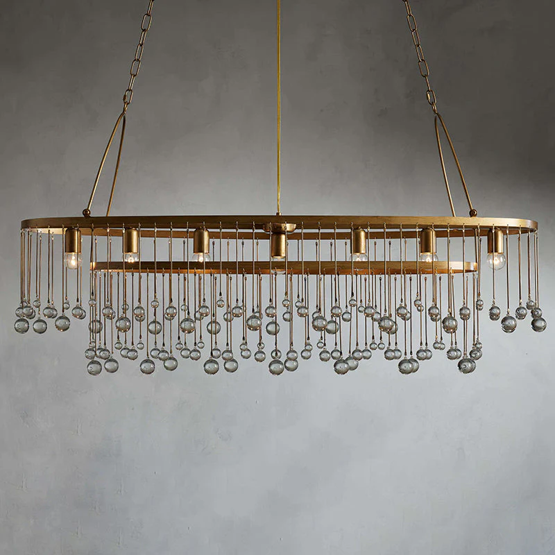 Aubrey Crystal Ball 7 Light Oval Chandelier 52" - Image 5