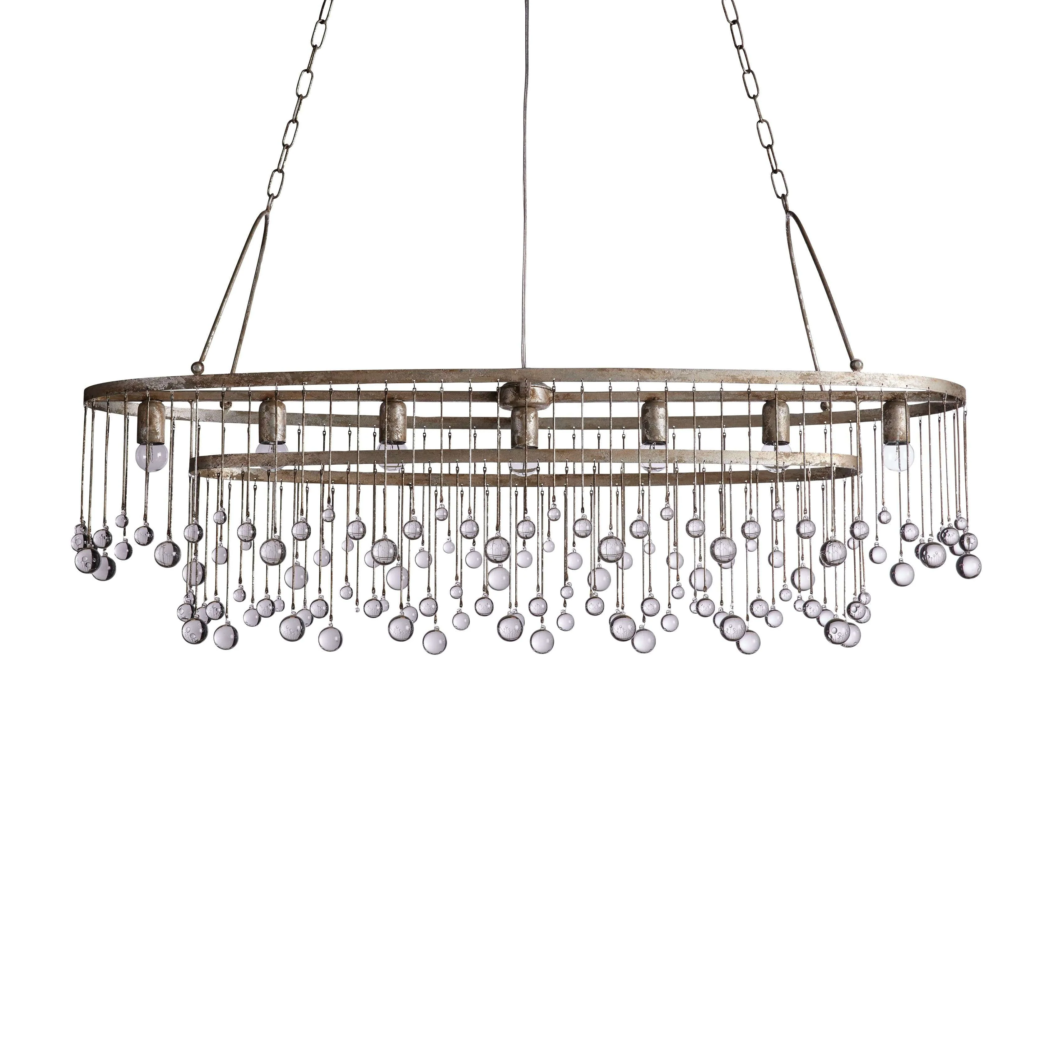 Aubrey Crystal Ball 7 Light Oval Chandelier 52" - Image 6