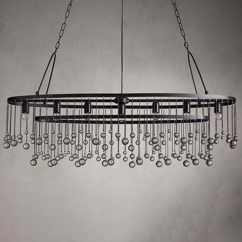 Aubrey Crystal Ball 7 Light Oval Chandelier 52" - Image 8