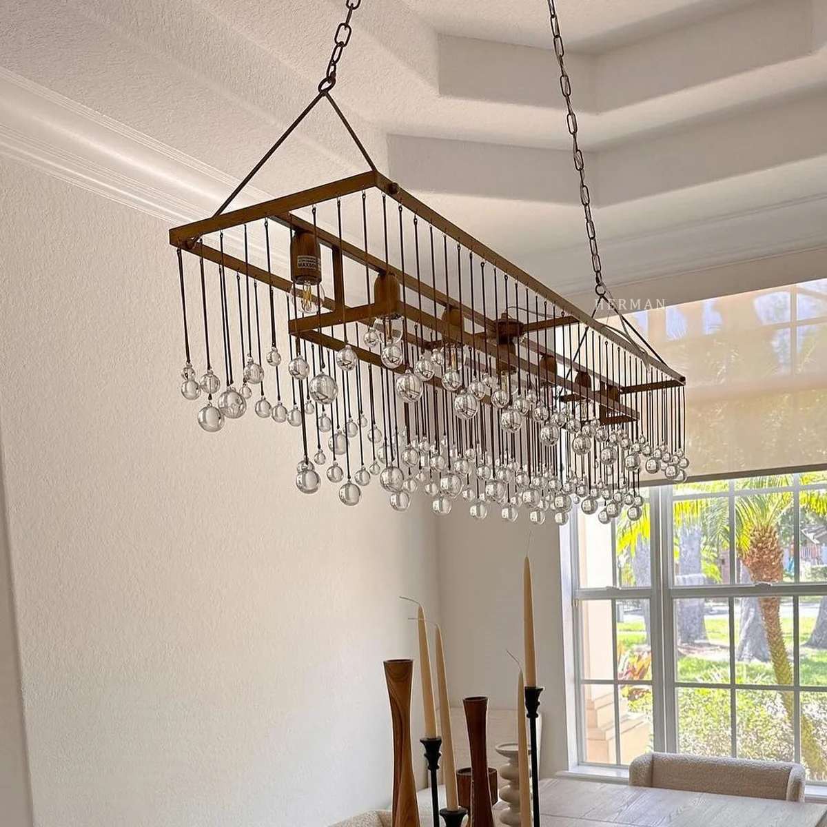 Aubrey Crystal Ball Rectangular Chandelier 47'' 60'' - Image 3