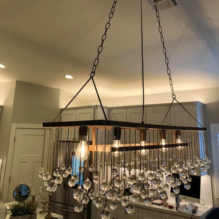 Aubrey Crystal Ball Rectangular Chandelier 47'' 60'' - Image 4
