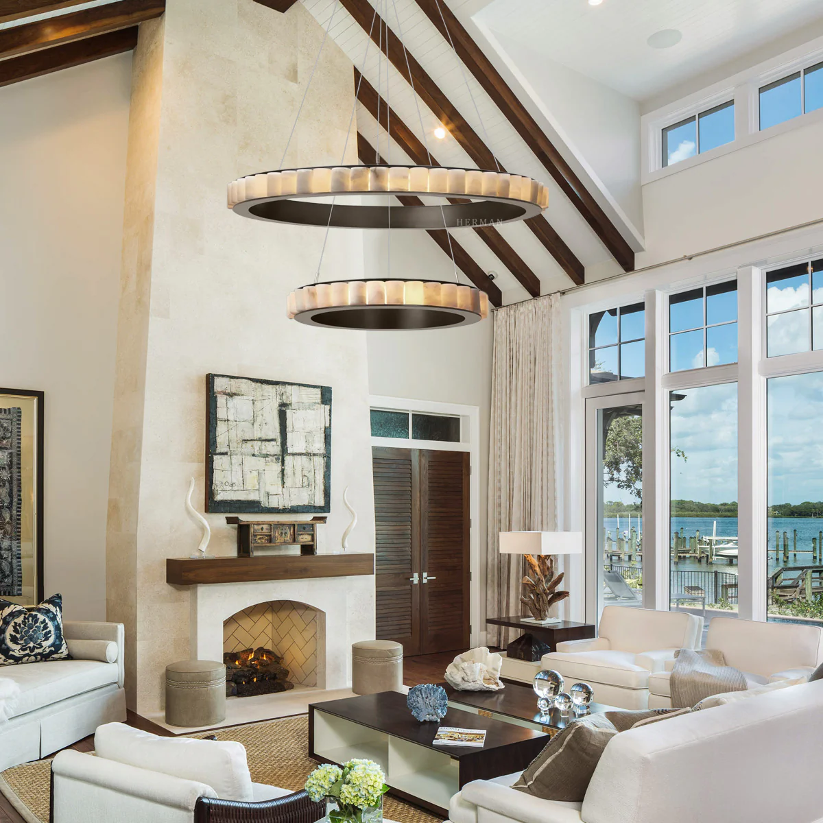 Avalon Alabaster 2 Layer Chandelier - Image 3