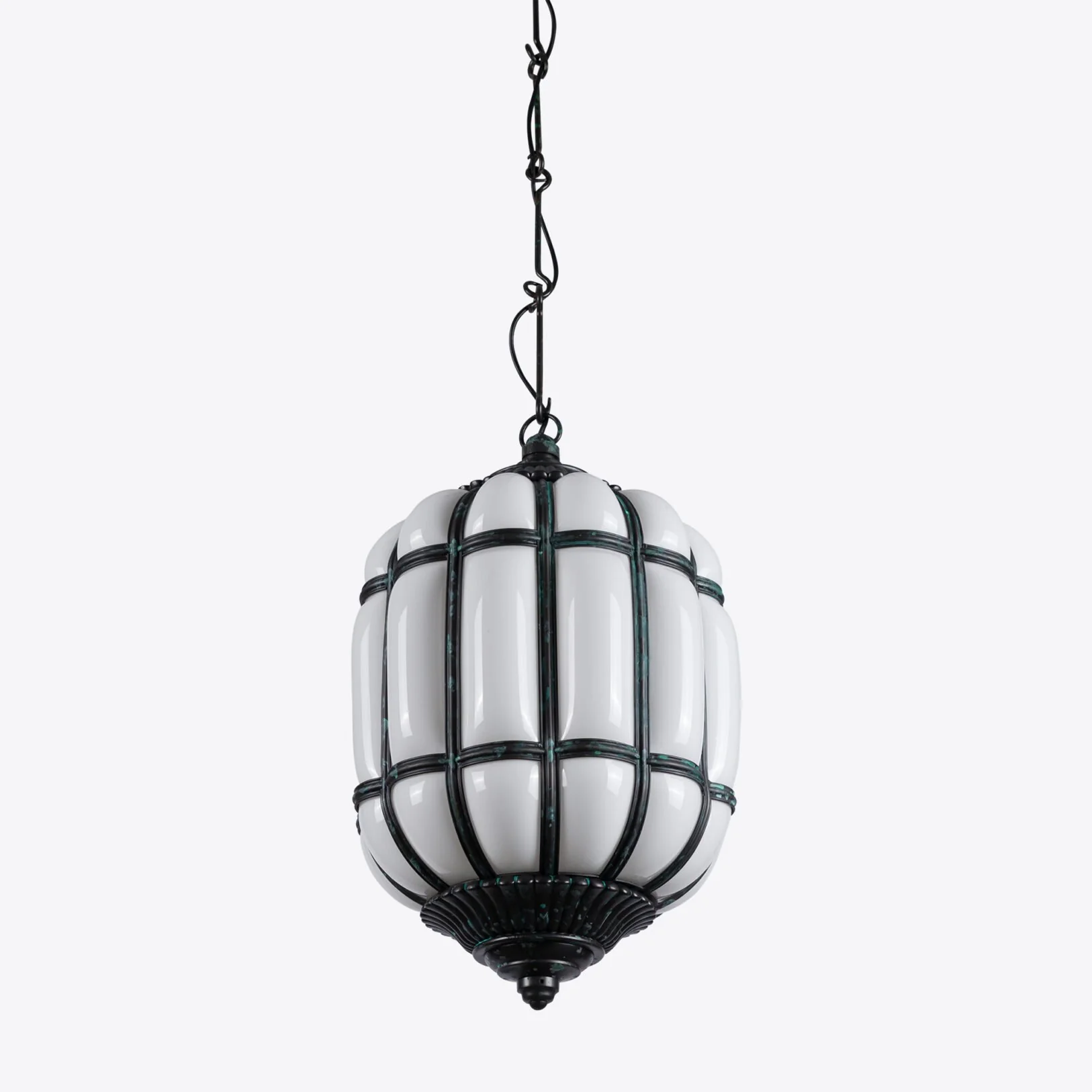 Battersea Opaline and Brass Hanging Lantern - Image 3