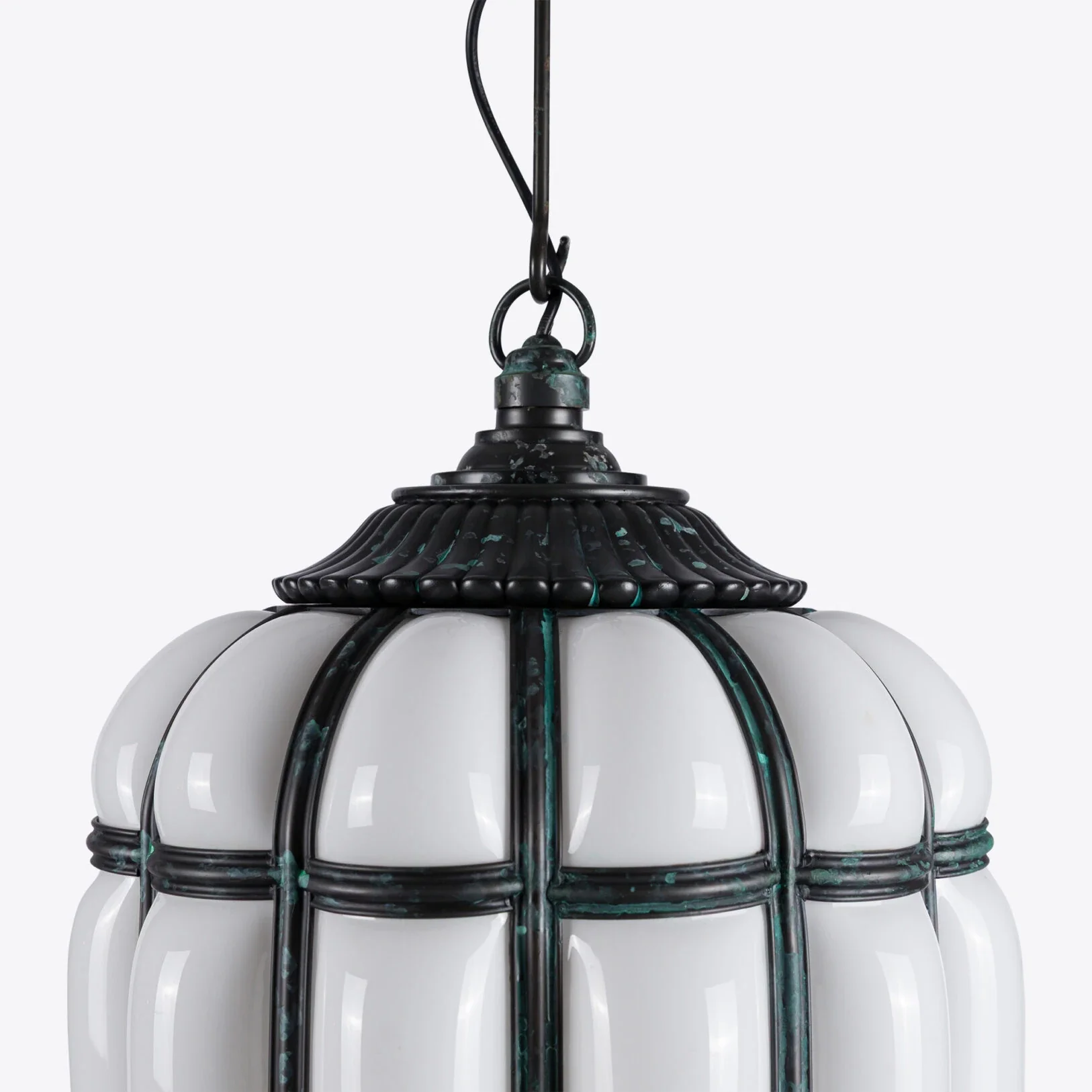 Battersea Opaline and Brass Hanging Lantern - Image 5