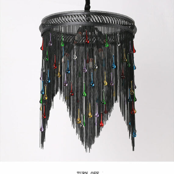 Black Chain Tassel Chandelier - Image 10