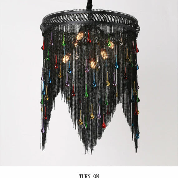 Black Chain Tassel Chandelier - Image 11