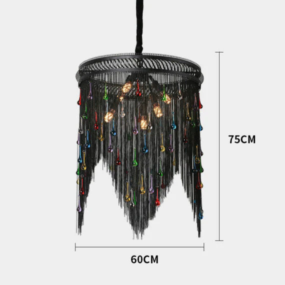 Black Chain Tassel Chandelier - Image 13