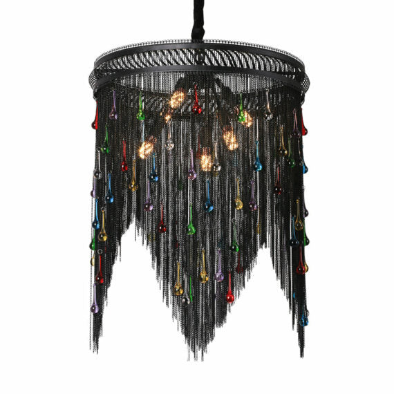Black Chain Tassel Chandelier - Image 5