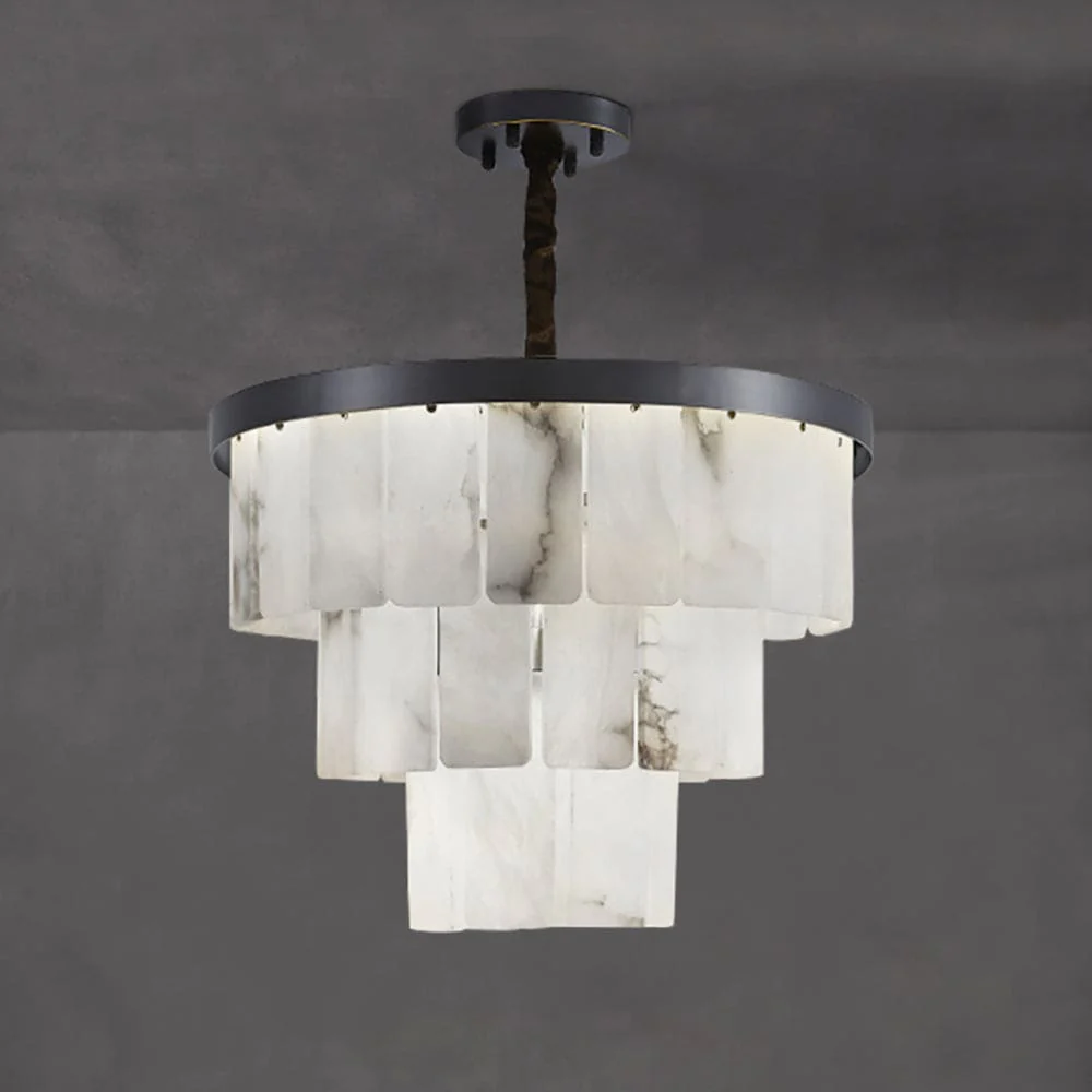 Black Copper Alabaster Chandelier - Image 2