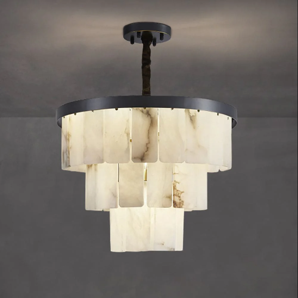 Black Copper Alabaster Chandelier - Image 3