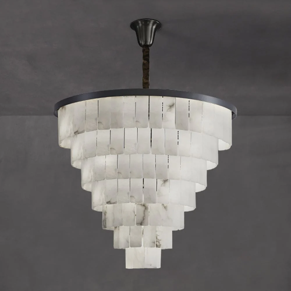 Black Copper Alabaster Chandelier - Image 6