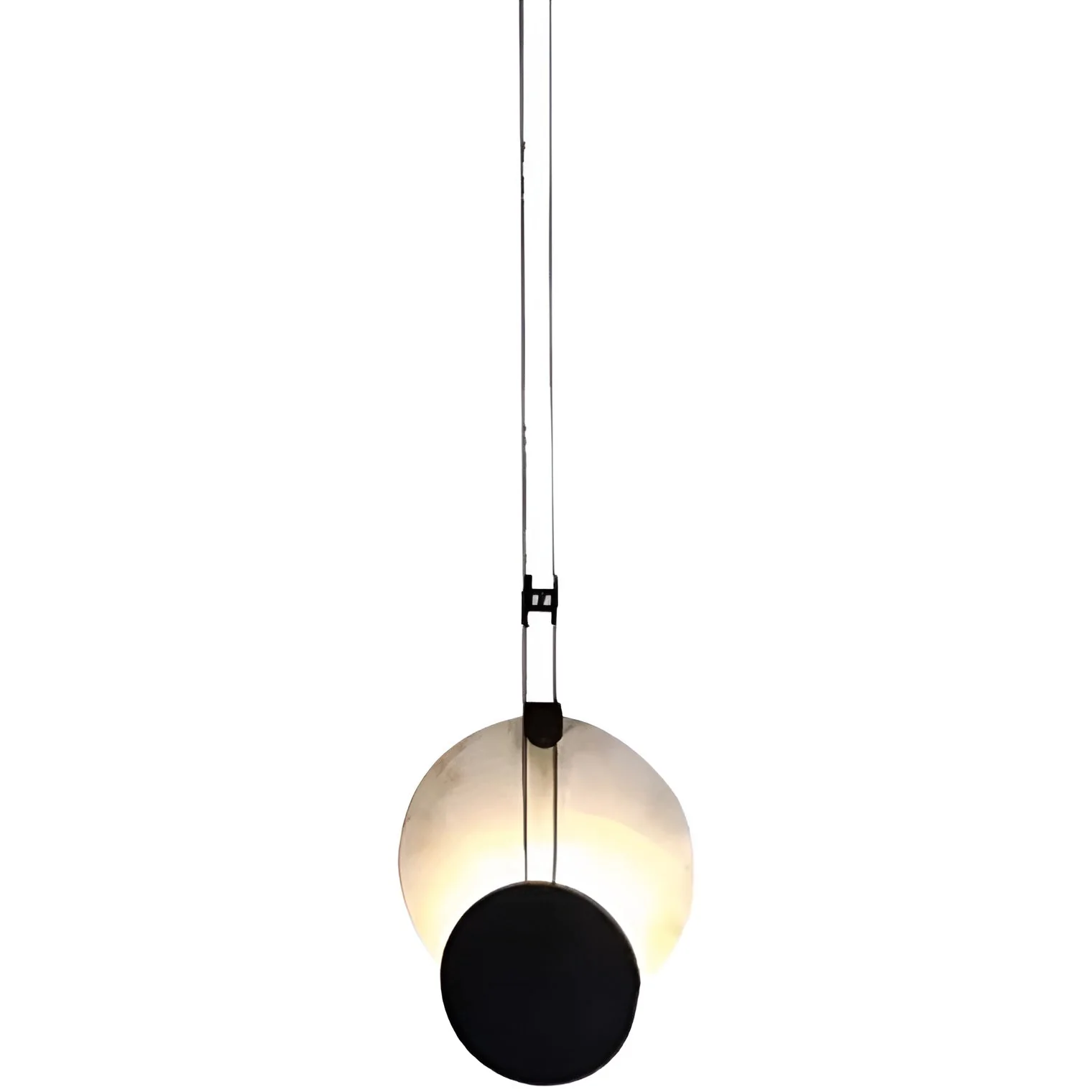 Black Paint Iron Disc Marble Pendant Lamp - Image 19