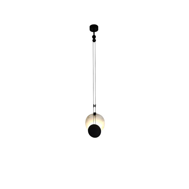 Black Paint Iron Disc Marble Pendant Lamp - Image 20