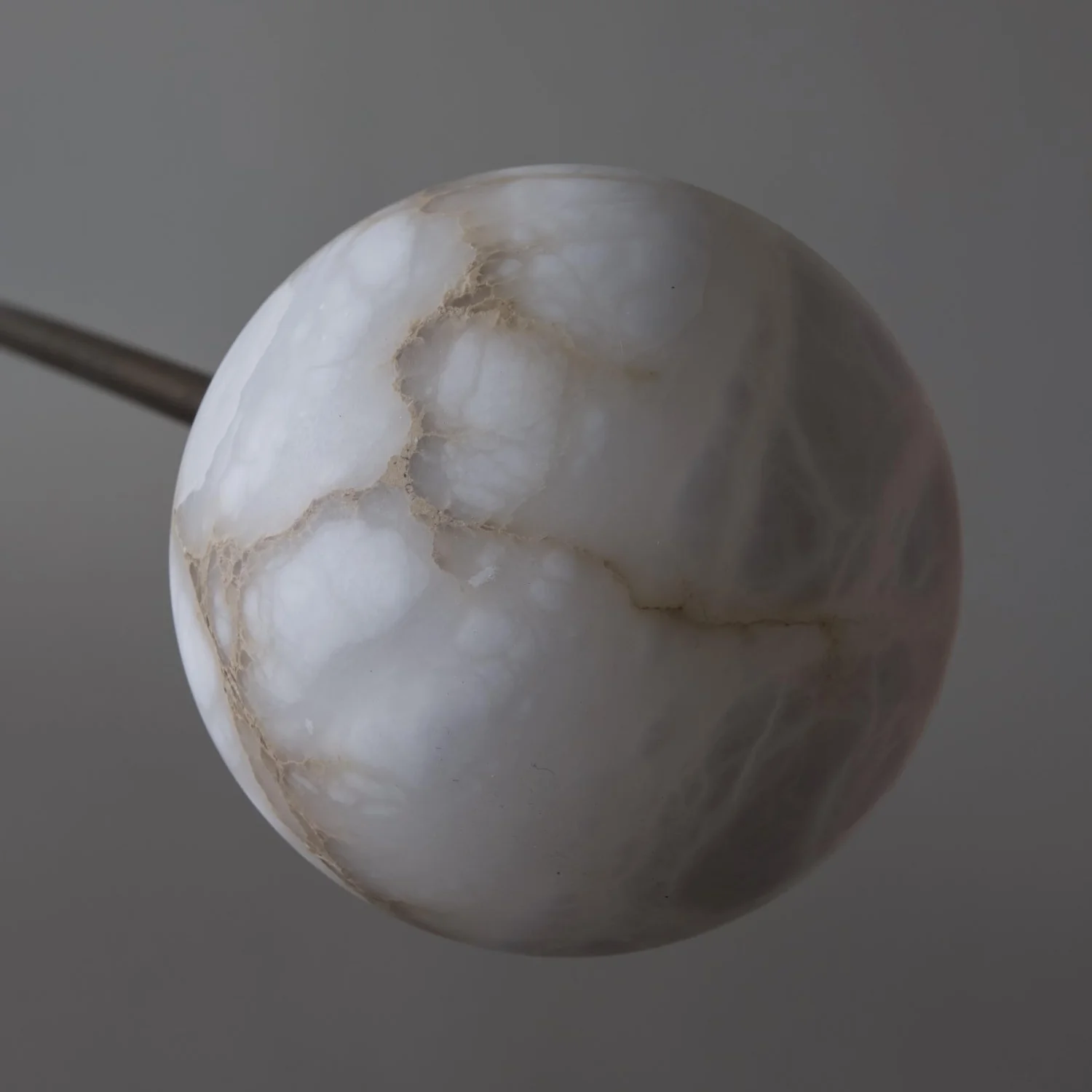 Brass and Alabaster Globes Asymmetrical Line Chandelier - Image 6
